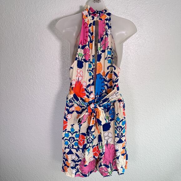 Tracy Reese Plenty Romper Womens Small Floral Preppy Spring Resort Cruise Tie - Picture 2 of 16